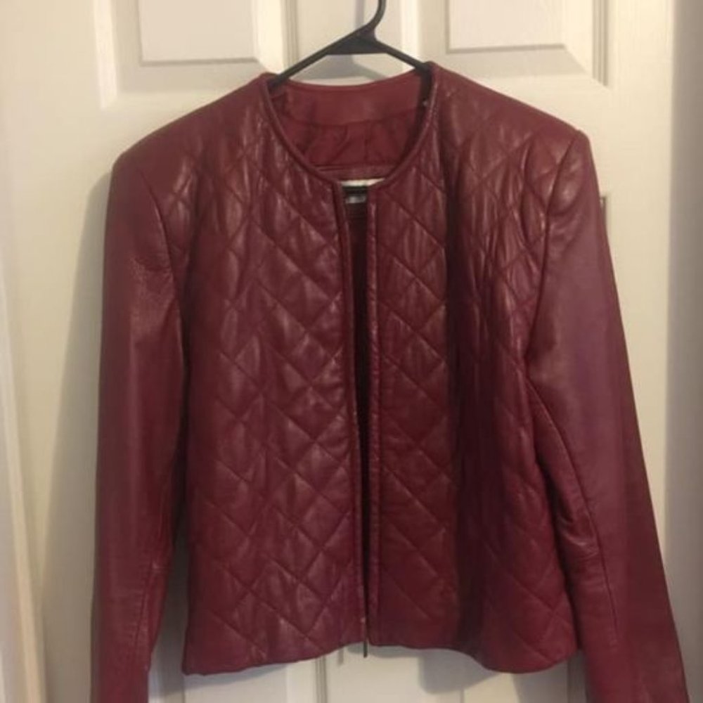 Dark Red Lambskin Leather Jacket